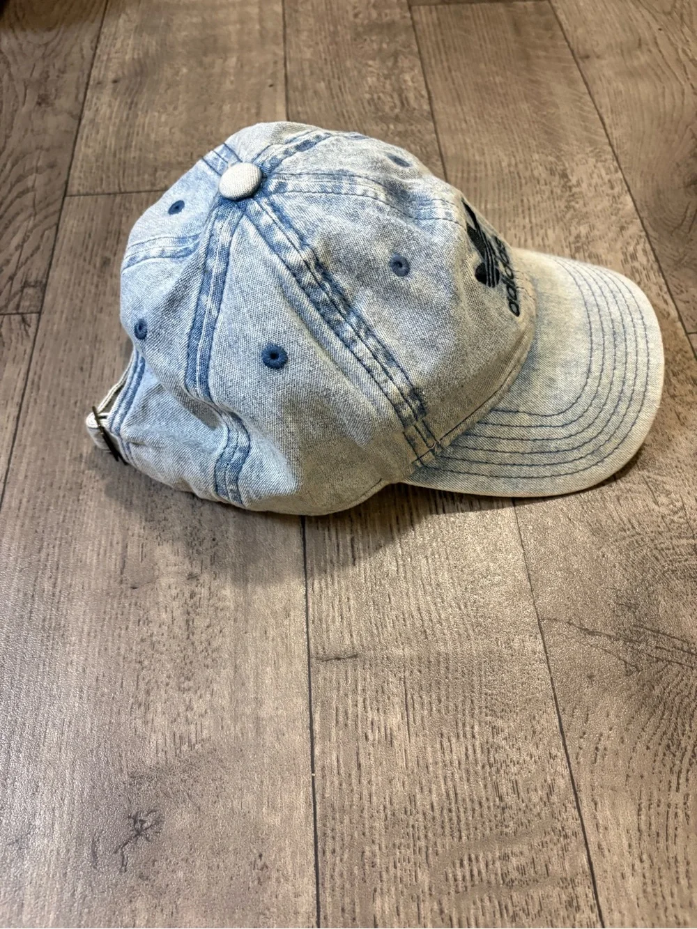 Adidas Light Wash Denim Cap with Navy Blue Logo